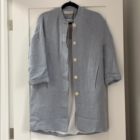 Zara Denim Outerwear Basic Lightweight Coat - Picture 1 of 5